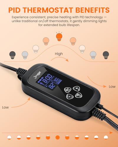 450W Reptile Thermostat Controller - PID Dimming Thermostat Control with Day/Night Timer for Reptile Heat Lamps, Mats, Terrariums, Seedlings & Brewing