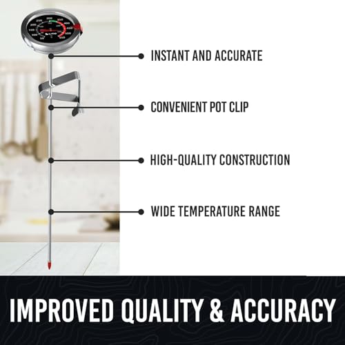 Craft911 Candy Thermometer with Pot Clip - Deep Fry Oil Thermometer for Frying and Candle Making (Black) - color: Black