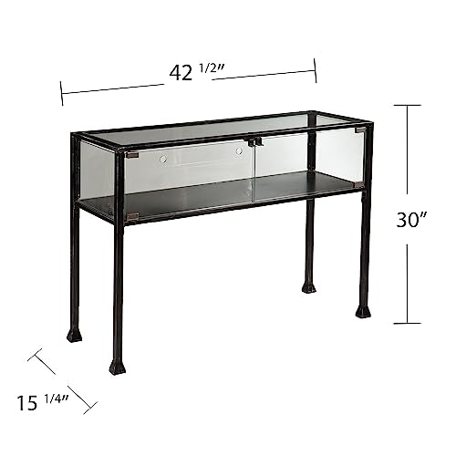 SEI Furniture - Terrarium Display Console - Transitional Design, Black Finish - Ideal for Entryway, Living Room (CK8863) - style: Console Table