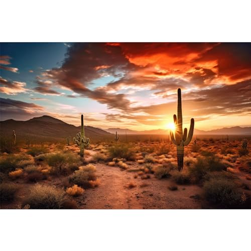 Reptile Habitat Background Sunset Desert Terrarium Background Towering Saguaro Cacti Silhouetted Against Sky Rugged Terrain Vibrant Desert Colors Landscape Tank Backdrop Vinyl 24x12in - color: Cacti Red, size: 24(W)x12(H)inches/ 60(W)*30cm(H)