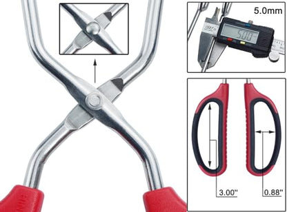 HINAMY 13" Stainless Steel Scissor Tongs with Comfort-Grip Handle, Set of 2 - size: 13-Inch
