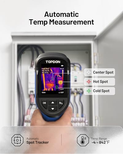 TOPDON TC004 Mini Thermal Imaging Camera, 240 x 240 TISR Resolution | 15H Battery Life, 25Hz Handheld Infrared Camera with High/Low Temp Alerts, Auto Shutdown, 128 x 128 IR Resolution, Blue