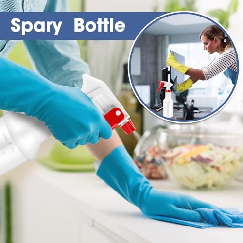 Eccliy 20 Pack 16oz Empty Spray Bottles, Leakproof Cleaning Bottles with Measurement and Adjustable Nozzle for Housekeeping, Commercial Use(Cylinder,Red White New Spray Head) - color: Red White New Spray Head, style: Cylinder