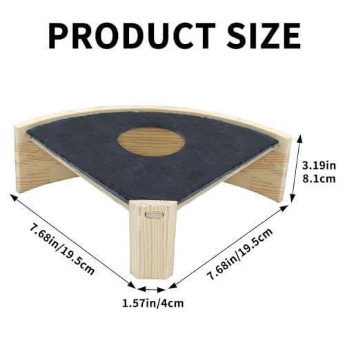 Natural Slate Reptile Basking Platform, 7.7-Inch Corner Terrarium Shelf with Climb-Through Opening for Leopard Geckos, Small Lizards and Hermit Crabs