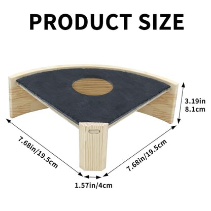 Natural Slate Reptile Basking Platform, 7.7-Inch Corner Terrarium Shelf with Climb-Through Opening for Leopard Geckos, Small Lizards and Hermit Crabs