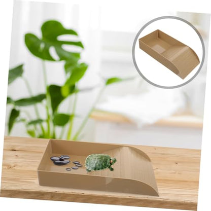 Turtle Basking Platform and Feeding Dish for Reptiles Multi-Functional Water Bowl for Turtles Tortoises Frogs and Lizards Plastic Grain Design