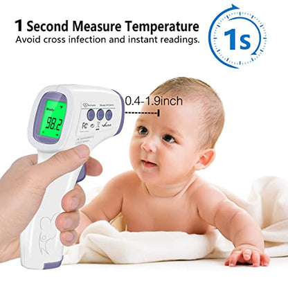 Digital Thermometer for Adults and Kids, No Touch Forehead Thermometer for Baby, 2 in 1 Body Surface Mode Infrared Thermometer with Fever Alarm and Instant Accuracy Readings - color: Purple