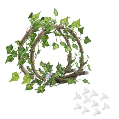 Tfwadmx 7FT Jungle Vines for Reptiles with Suction Cups 2 Pcs Bend A Branch Ivy Artificial Climbing Fake Leaves Habitat Terrarium for Chameleons, Snakes, Ball Python (2m/6.5Ft) - size: 6.5 Ft Thin Vines 2 pcs