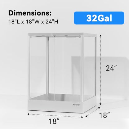 Reptile Terrarium 18"x18"x24" 32 Gallon,Aluminum Frame,Full Glass Tank Enclosure for Small Reptiles, Geckos, Frogs, Lizards, Snakes, Spiders, Turtles, Vertical Rainforest Habitat - size: 18x18x24"