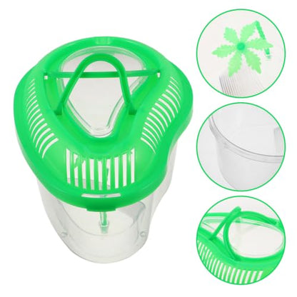 BESPORTBLE Portable Plastic Fish Tank Featuring Lockable Lid and Built-in Sunbathing Platform, Green Reptile Carrier for Small Pets and Turtles, for Outdoor Transportation and Habitat