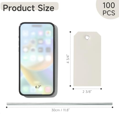 100 Pieces Plastic Shipping Tags with Wires Blank Labeling Tags Waterproof Hang Tags with Reinforcement Hole Durable Wire Tags Labels Stacking Tags for Equipment Parts (Grey, 4 3/4" x 2 3/8") - color: Grey, size: 4 3/4" x 2 3/8"
