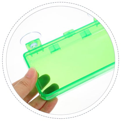 FRCOLOR Reptile Food Bowl and Water Dish with Suction Cups, Large Green Plastic Insect Feeder for Bearded Dragon, Gecko, Chameleon, and Lizard Tank Accessories