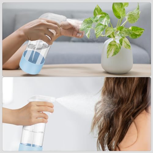 Worldgsb 2 Pack Glass Spray Bottles with Silicone Sleeve, 16 oz Empty Refillable Containers with Adjustable Spray Nozzles, Spray Bottles for Hair, Cleaning Solutions and Plants Blue - color: Blue