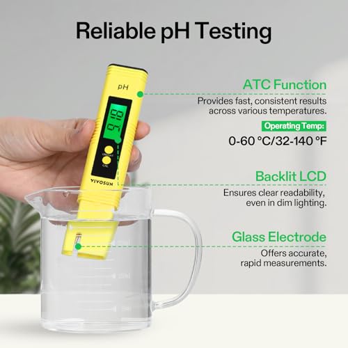 VIVOSUN Digital pH Meter, 3-in-1 TDS/EC/Temperature Meter, 3-in-1 Soil Moisture/pH/Light Tester Combo for Home, Garden and Hydroponics, Yellow-Blue-Green - color: Yellow, green, blue