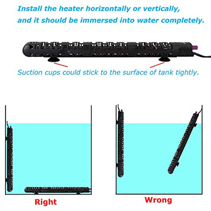 Aquarium Heater 100W/300W/500W Fish Tank Heater Submersible Auto Thermostat Turtle Tank Heater 10-90 Gallon with Protective Sleeve and 3 Suckers - color: 100W (for 10-30 gallon)