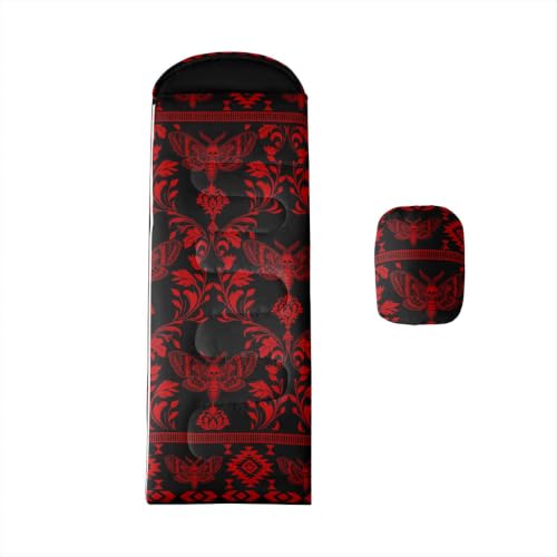 Erosebridal Hawk Moth Sleeping Bags Adults Cold Weather Aztec Backpacking Camping Blanket Hiking Sleeping Wrap Sleep Bag - color: Red Moth