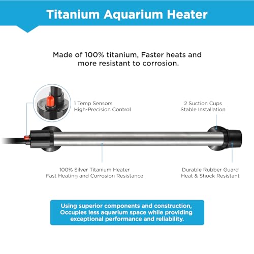 500W Titanium Aquarium Heater, Submersible Fish Tank Heater with Digital Display Temperature Controller, 0℃-40℃ Adjustable, Fast Heating for 65~95 Gal Saltwater Reef Fish Tank, MX-9016(500W) - size: 500W