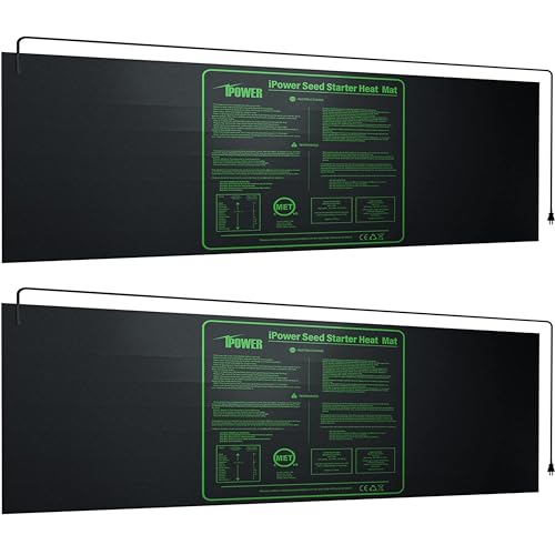 iPower 2-Pack Durable Waterproof Seedling Heat Mat 48" x 20" Warm Hydroponic Plant Germination Starting Pad - size: 48" x 20"(x2), style: Heat Mat