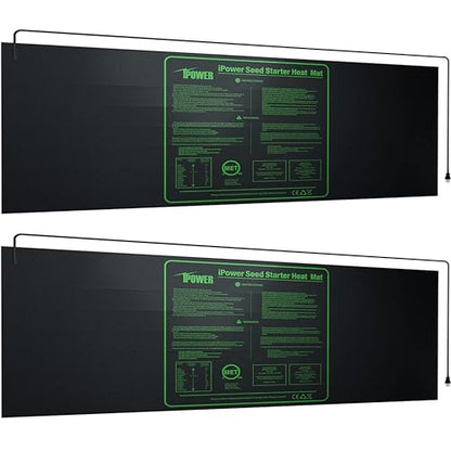 iPower 2-Pack Durable Waterproof Seedling Heat Mat 48" x 20" Warm Hydroponic Plant Germination Starting Pad - size: 48" x 20"(x2), style: Heat Mat