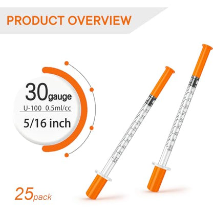 0.5ml 30g 5/16", Individually Packed, Lab Supplies, PACK 25. - size: 0.5ml-30G 5/16"-25