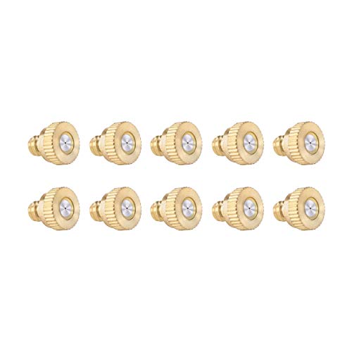 40Pcs CozyCabin Brass Misting Nozzles Misting Water Mister Nozzle for Garden, Patio, Greenhouse, Outdoor Cooling Mister System 0.016" Orifice (0.4mm) Thread UNC 10/24 - size: 40PCS