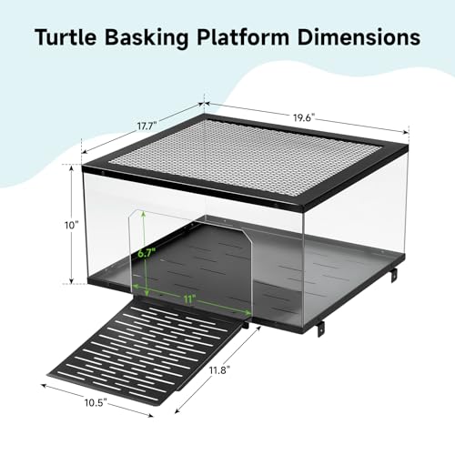 Turtle Basking Platform, Stainless Steel Ramp for 18-20" Aquariums | Rustproof 304 Stainless Steel Frame with Non-Slip Ramp; Hanging Dry Basking Zone; Tool-Free Assembly; Fits 18-20in Tanks