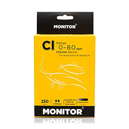 Monitor Chlorine Test KIT (250 Tests) - Monitor Aquarium and aquaculture Water Quality