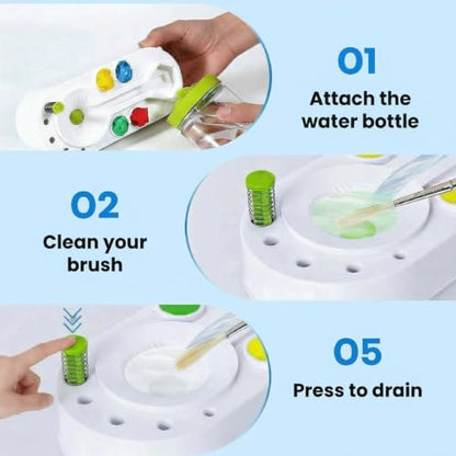 2026 Upgraded Paint Brush Cleaner Tool, Painting Station with Brush Washer for Kids, Acrylic Watercolor Paint Water Dispenser, Art Supplies Paintbrush Rinser for Artists (Green) - style: White Green