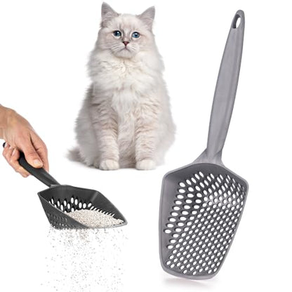 Set of 1 Cat Litter Scoop with Small Holes, Deep Sifting Shovel for Fine Litter, Reptile Terrarium Sand & Rabbit Pooper Lifter, Hanging Handle Poop Scooper (Gray, Set of 1) - color: Gray, size: Set of 1