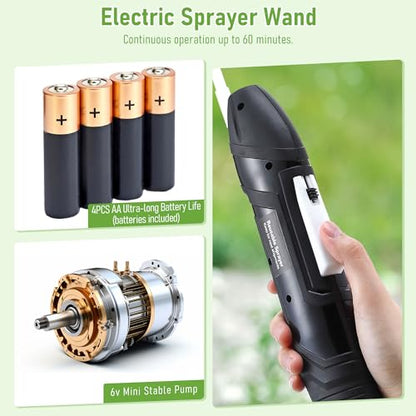 Qualirey Battery Powered Sprayer Wand, 38mm Cap for 1 Gallon Jugs | Electric Spray Nozzle with Hose and Holster, for Weed Killer, Pest Control and Garden Treatments - color: Black