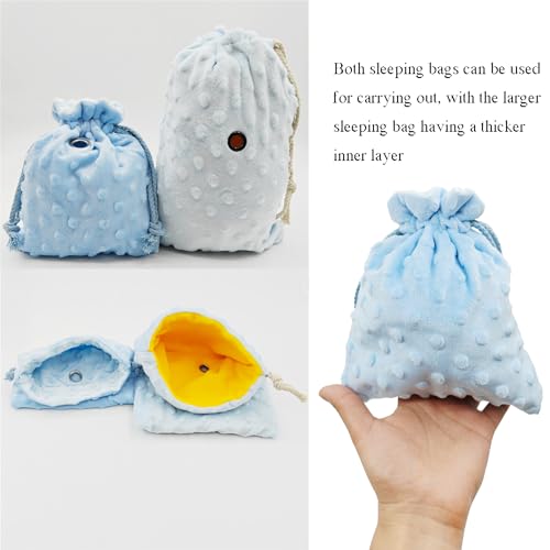 3 Pack Sugar Glider Tote Plush Sleeping Pouches and Anti Bite Calming Mitten, Warm Sleeping Bag Portable Drawstring Bonding Pouch Soothing Glove for Small Pets (Blue) - color: Blue