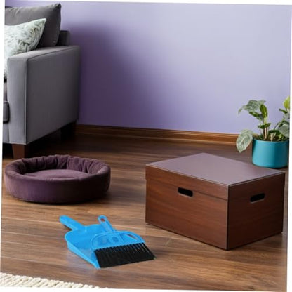 Uonlytech Mini Dustpan and Brush Set 10pcs for Small Pet Cage Cleaning, Compact Handheld Broom and Dustpan Kit for Hamster, Chinchilla, Hedgehog, Reptile Habitats, Bright Pink and Blue
