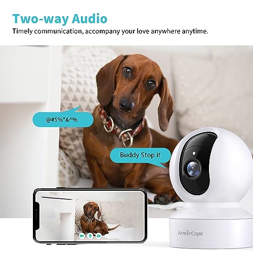 Armorcope Pet Camera, 2K HD Dog Camera with Phone APP, 360° Pan/Tilt View Puppy Cam, One Click Call for Baby Monitor, MagivPix Night Vision,Motion Tracking Alarm with Cloud/Local SD -2 Pack - style: 2 Pack