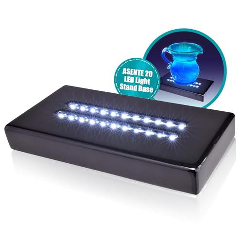 20 LED Lighted Base for Glass Art - Rectangular Satin Matte Black White Light Stand Base for 3D Art Glass, Room Decor and Gemstones and Crystals - AC/USB Adapter Powered (Black) - style: 20 LED