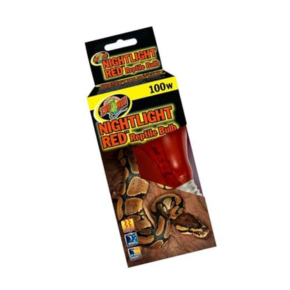 Zoo Med Nightlight Red Reptile Bulb 100 Watts Pack of 2 | Red 100W heat bulb supports nighttime reptile viewing