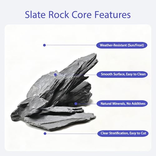 Natural Slate Rocks 2-4 Inches Aquarium Rocks 5lb Aquascaping Stones for Aquarium Terrarium Reptile Habitat Decoration Vivariums Paludariums Bonsai Miniature Fairy Gardens - size: 5lb(2-4in)