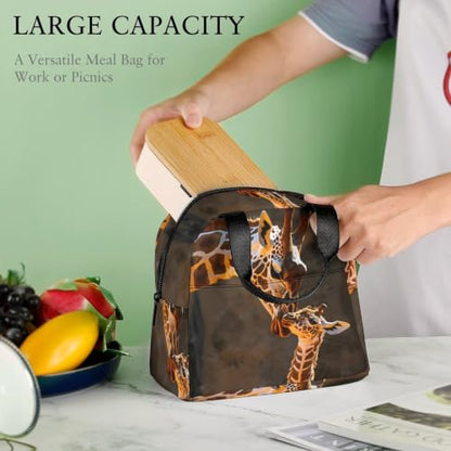 Gentle Giraffe Lunch Bag for Women Men | Insulated Lunch Box Leakproof Food Meal Containers Reusable Foldable 6L Capacity Lunch Tote Bags for Work Picnic Travel - color: style-12
