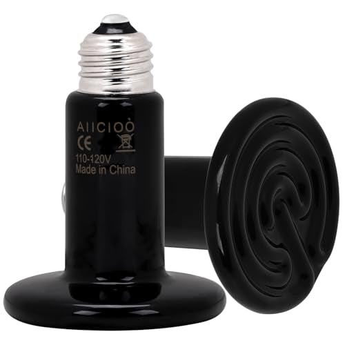 Aiicioo 75W Black Ceramic Heat Emitter 2Pack No Light Heat Bulb for Reptile Emitting Heat Lamp Bulb for Bearded Dragon Lizard Tortoise Turtle Snake Brooder Coop