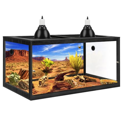 120 Gallon Bearded Dragon Tank, 4x2x2 Reptile Enclosure with Tempered Glass Sliding Doors, Lockable Front Opening and Metal Mesh Top, Large Terrarium for Lizards and Snakes, Black - color: Black