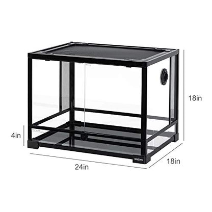 REPTI ZOO Large 34 Gallon Reptile Glass Tank,Front Opening Double Hinge Door 24" x 18" x 18", Screen Ventilation Terrarium (Backgrounds not Include) - size: 24" x 18" x 18" (34 Gallon)