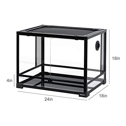 REPTI ZOO Large 34 Gallon Reptile Glass Tank,Front Opening Double Hinge Door 24" x 18" x 18", Screen Ventilation Terrarium (Backgrounds not Include) - size: 24" x 18" x 18" (34 Gallon)