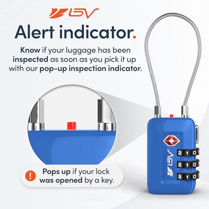 TSA Accepted Luggage Travel Lock, Set-Your-Own Combination Lock for School Gym Locker, Luggage Suitcase Baggage Locks, Filing Cabinets, Toolbox, Case (Blue, 2 Pack) - color: Blue 2-Pack