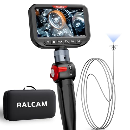3mm Two-Way Articulating Borescope, 5 Inch HD Industrial Endoscope Inspection Camera with Light, Stainless Steel Flexible Fiber Optic Scope Camera 0.12in Automotive Mechanics Tool - size: 3.0mm