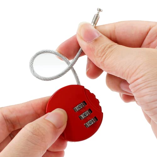 Litoexpe 4 Pcs Combination Cable Lock 4 Colors | 3-Digit Code, Waterproof Steel Cable, 13.5cm Length, for Backpacks and Luggage - color: 4 Colors