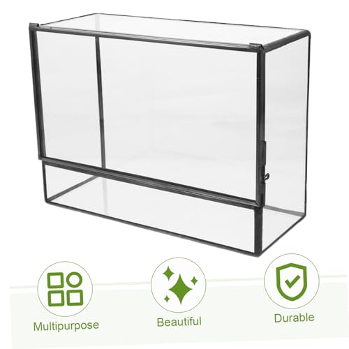 POPETPOP Geometric Glass Ecosystem Terrarium for Mini Rainforest Display Small Moss Planter Box Lid DIY Desktop Micro Landscape Holder