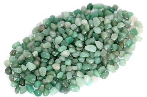 ZenQ 1 lb Crystal Chips, Tumbled Stone Chips for Crafts | Polished, Undrilled Gemstones for Resin Art, Vase Filler, Plant Decor, Candle Making, and DIY Projects - color: Green Aventurine 0.2"- 0.6"