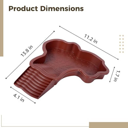 Tortoise Water Dish with Ramp, 13.8 in Large Reptile Bathing Pool, Aquarium Soaking Tray, Red Brown ABS Turtle Bowl for Amphibians, Easy Clean