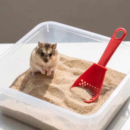 2 PCS Litter Scooper Small Holes, Plastic Hamster Sand Bath Shovel, Cat Litter Box Scoop Cleaning Tool for Guinea Pig Reptile Hamster Cage Accessories