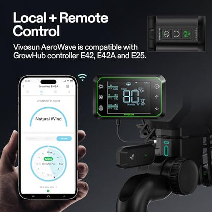 VIVOSUN AeroWave E6 Gen2, Grow Tent Clip Fan 6”, EC Motor, Smart Control, Powerful Oscillating Fan, Local Timer, Weatherproof IP54, for Hydroponics Circulation Cooling, Black | EC Motor, Smart Wifi Control, Local Timer, Weatherproof IP54, Strong Airflow b