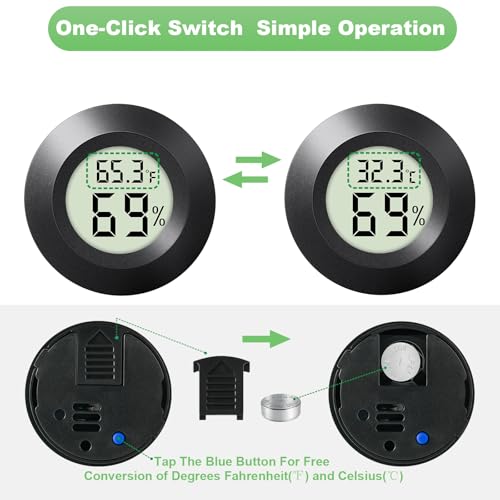 2-Pack Mini Hygrometer Indoor Humidity Meter Digital Thermometer | Small Digital LCD Monitor Thermometer Temperature Gauge Humidity Sensor (℉) or (℃) for Reptile Thermostat, Jars - color: 2 Pcs
